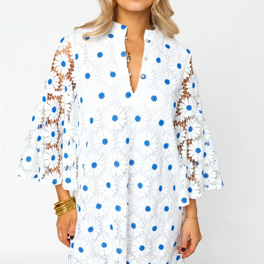 Buddy Love Wren White and Blue Lace Dress